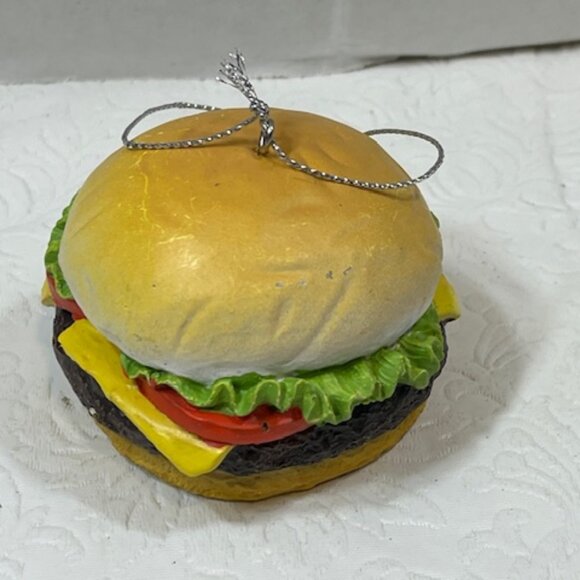 Cheeseburger Fast Food Sandwich Christmas Tree Hanging Ornament 2.5" - Picture 4 of 7